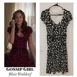 Iconic Nanette Lepore Very Cherry Sweetheart dress Black & White Size 2